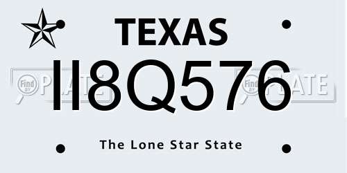 II8Q576 Texas License Plate