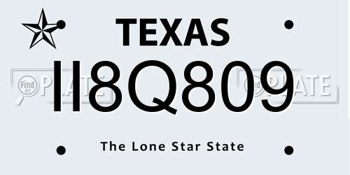 II8Q809 Texas License Plate
