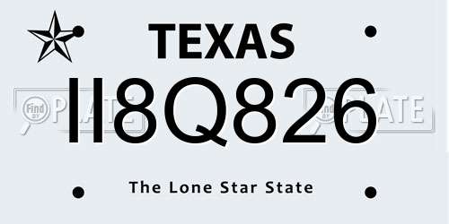 II8Q826 Texas License Plate