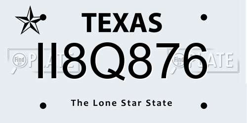 II8Q876 Texas License Plate