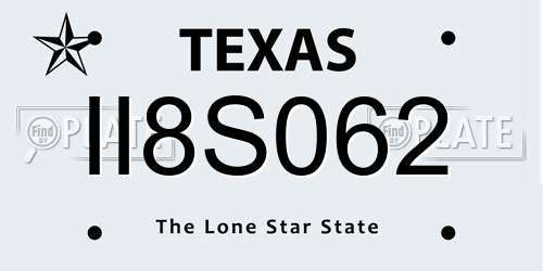 II8S062 Texas License Plate