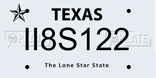 II8S122 Texas License Plate