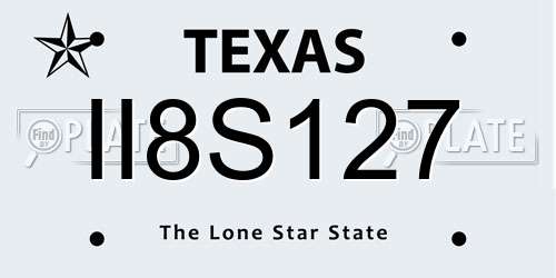 II8S127 Texas License Plate