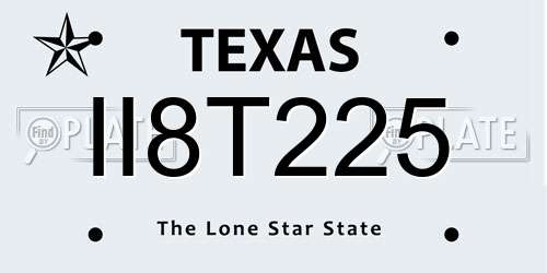 II8T225 Texas License Plate