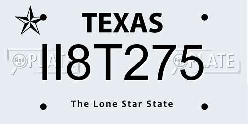 II8T275 Texas License Plate