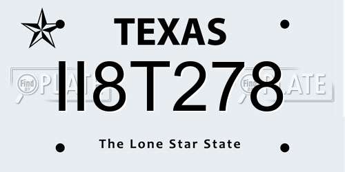 II8T278 Texas License Plate