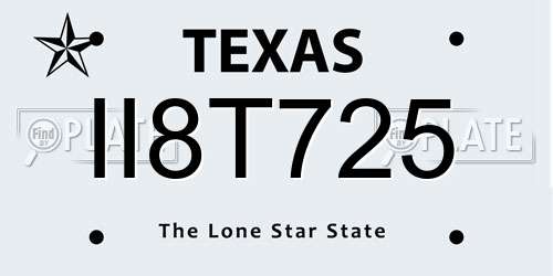 II8T725 Texas License Plate