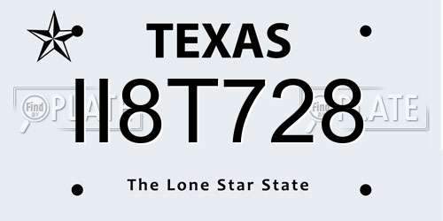 II8T728 Texas License Plate