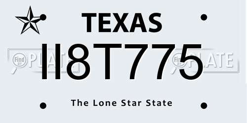 II8T775 Texas License Plate