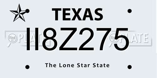 II8Z275 Texas License Plate