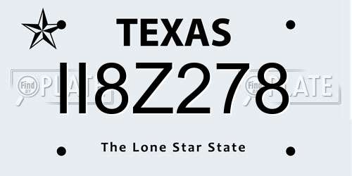 II8Z278 Texas License Plate