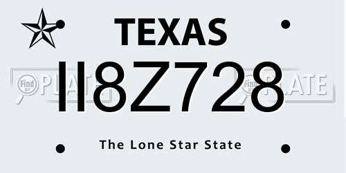 II8Z728 Texas License Plate