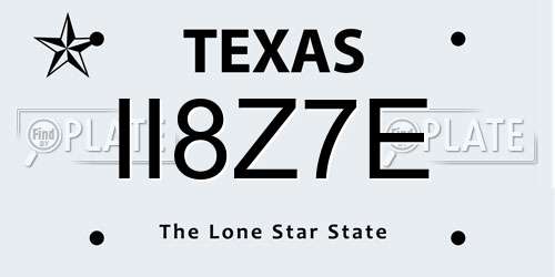 II8Z7E Texas License Plate