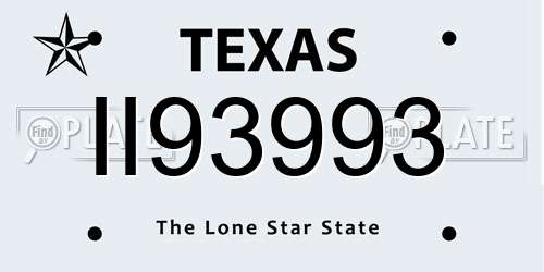 II93993 Texas License Plate