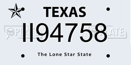 II94758 Texas License Plate