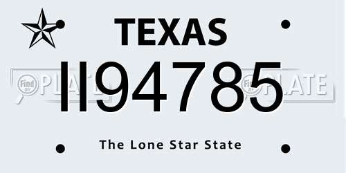 II94785 Texas License Plate