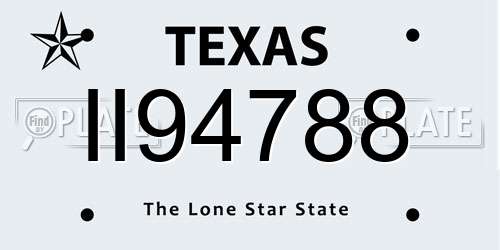 II94788 Texas License Plate