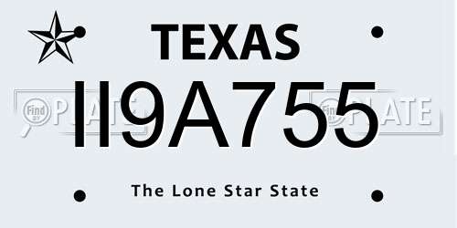 II9A755 Texas License Plate