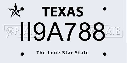 II9A788 Texas License Plate