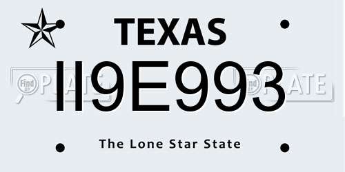 II9E993 Texas License Plate