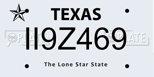 II9Z469 Texas License Plate