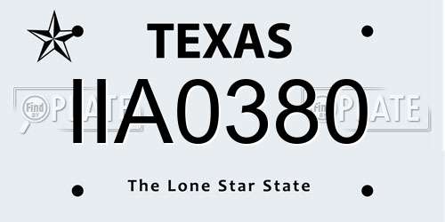 IIA0380 Texas License Plate