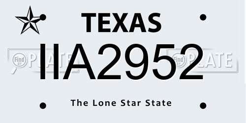 IIA2952 Texas License Plate
