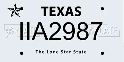 IIA2987 Texas License Plate