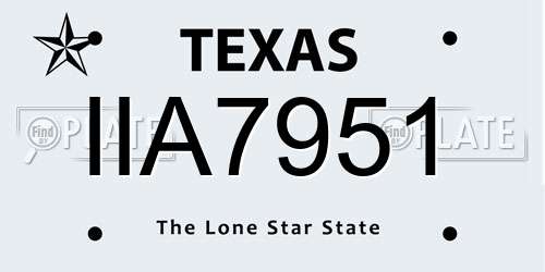 IIA7951 Texas License Plate