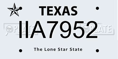 IIA7952 Texas License Plate