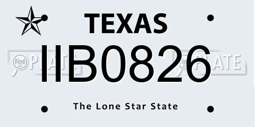 IIB0826 Texas License Plate