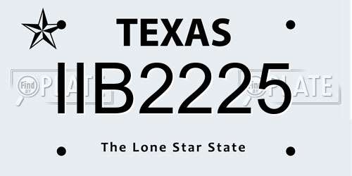 IIB2225 Texas License Plate