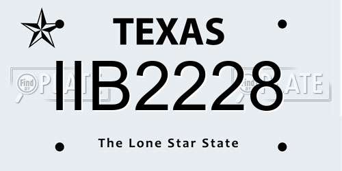 IIB2228 Texas License Plate