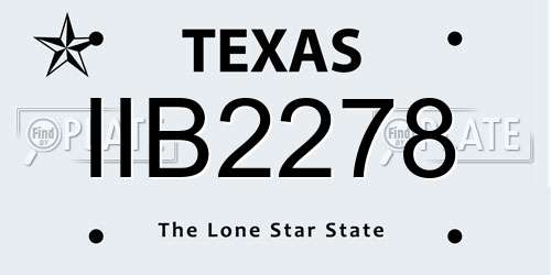 IIB2278 Texas License Plate