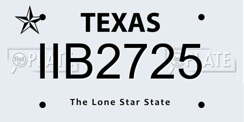 IIB2725 Texas License Plate