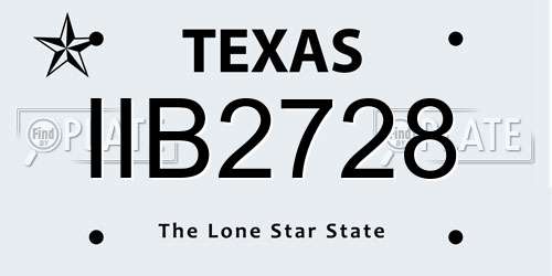 IIB2728 Texas License Plate