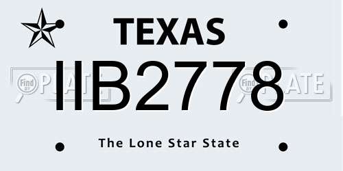 IIB2778 Texas License Plate