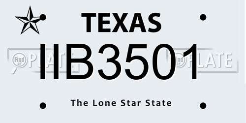 IIB3501 Texas License Plate