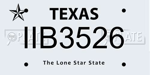 IIB3526 Texas License Plate
