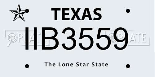 IIB3559 Texas License Plate