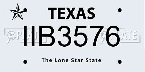IIB3576 Texas License Plate