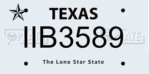 IIB3589 Texas License Plate