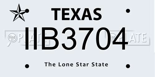 IIB3704 Texas License Plate