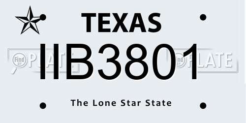 IIB3801 Texas License Plate