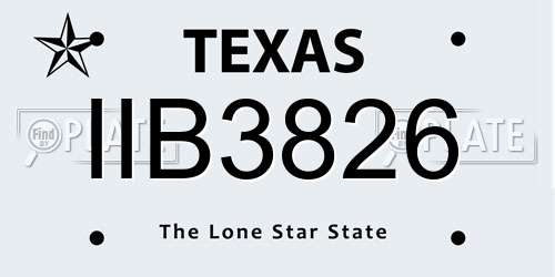 IIB3826 Texas License Plate