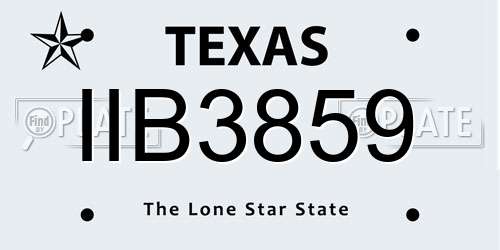 IIB3859 Texas License Plate
