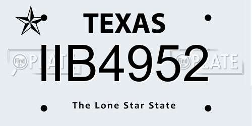IIB4952 Texas License Plate