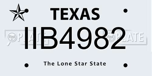 IIB4982 Texas License Plate