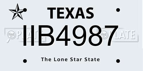 IIB4987 Texas License Plate