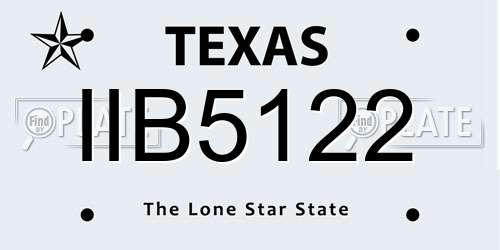 IIB5122 Texas License Plate